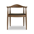 Pemberly Row Faux Leather Upholstered Dining Chair in Black/Walnut