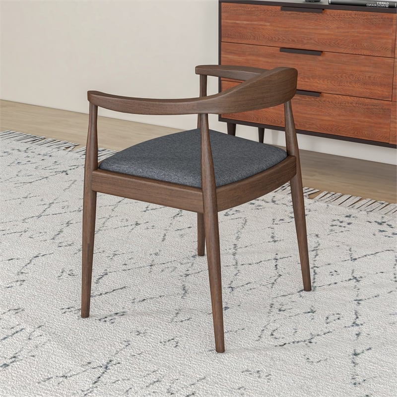 Pemberly Row Fabric Upholstered Dining Chair Gray/Walnut Frame (Set of 2)
