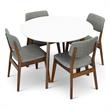 Pemberly Row Mid Century Modern Fabric Dining Chair in White/Gray (Set of 5)