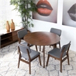 Pemberly Row 5-Piece Modern Dining Set w/ 4 Fabric Dining Chairs in Grey
