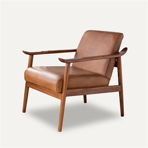 pemberly row mid century modern harmony leather arm chair