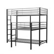 Pemberly Row Modern Steel Metal/Wood Triple Twin Bunk Bed in Sand Black