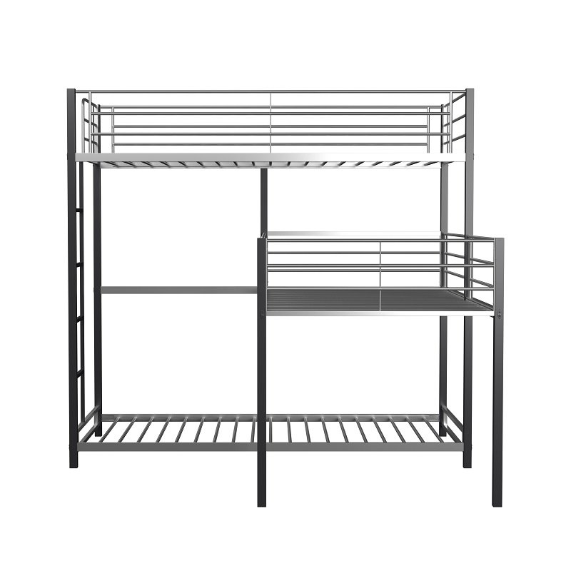 Pemberly Row Modern Steel Metal/Wood Triple Twin Bunk Bed in