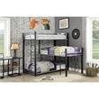 Pemberly Row Modern Steel Metal/Wood Triple Twin Bunk Bed in Sand Black
