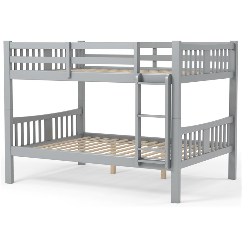 Pemberly Row Transitional Full over Full Wood Bunk Bed in Gray