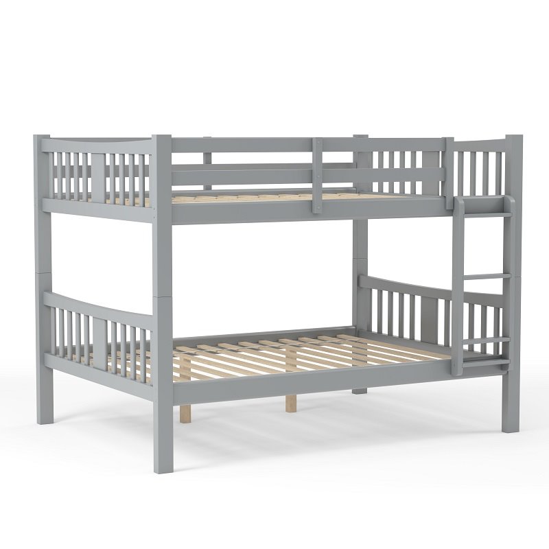 Pemberly Row Transitional Full over Full Wood Bunk Bed in Gray