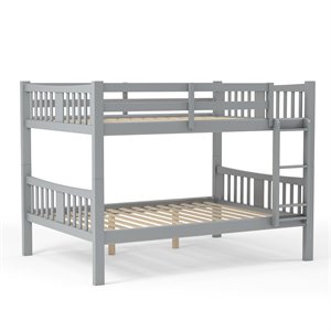 pemberly row transitional full over full wood bunk bed in gray