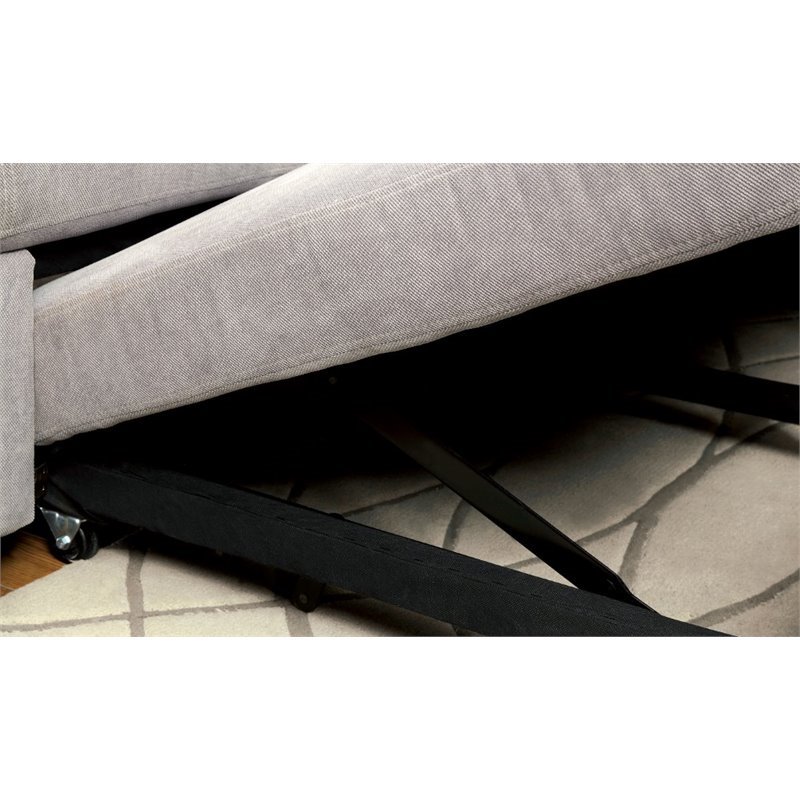 Pemberly Row Fabric Upholstered Convertible Sectional in Gray