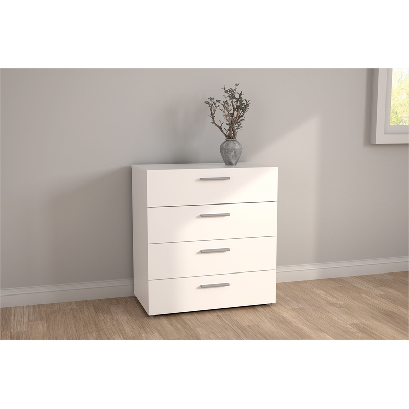 Pemberly Row Contemporary 4 Drawer Engineered Wood Chest in White