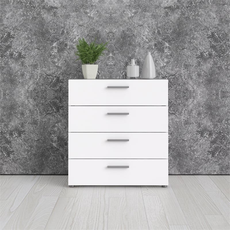 Pemberly Row Contemporary 4 Drawer Engineered Wood Chest in White