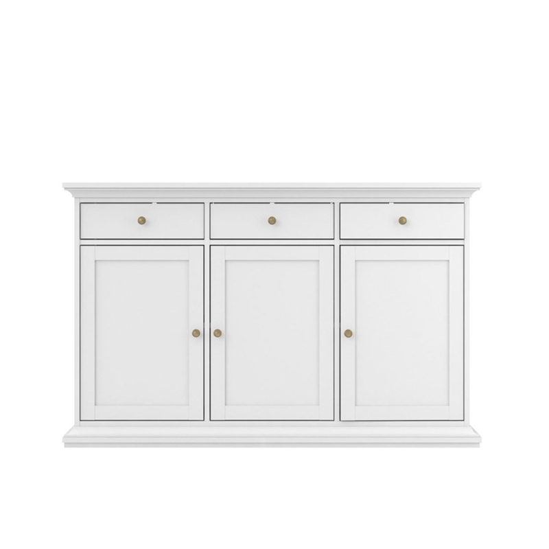 Pemberly Row Engineered Wood Sideboard with 3 Doors and 3 Drawers in White