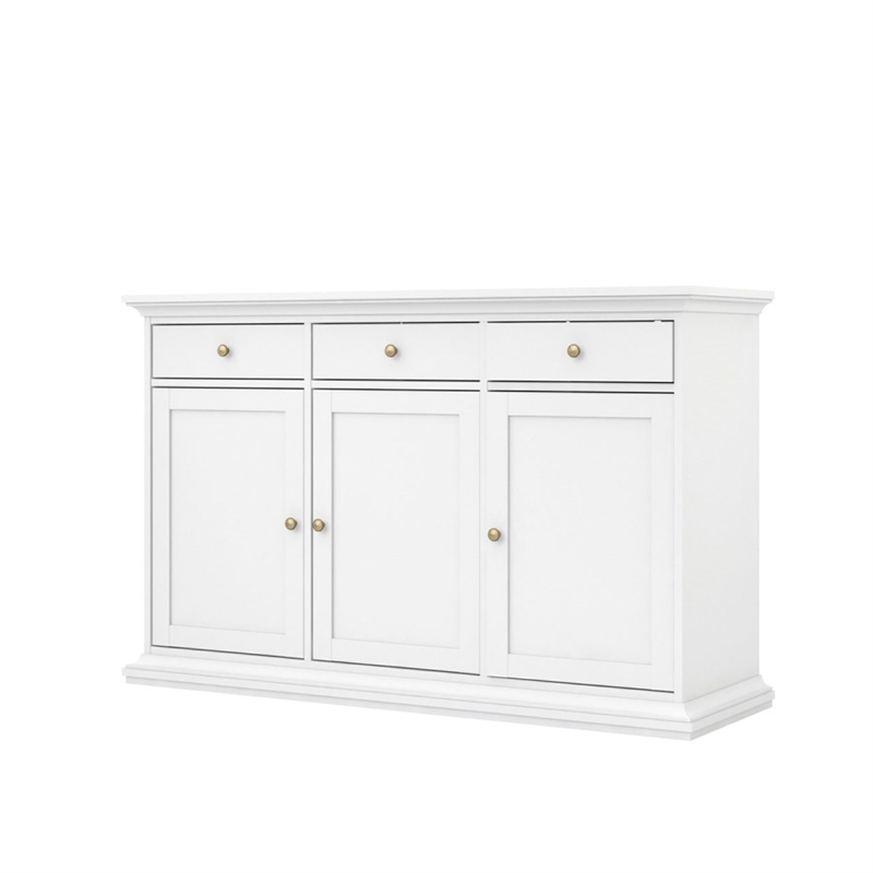Pemberly Row Engineered Wood Sideboard with 3 Doors and 3 Drawers in White