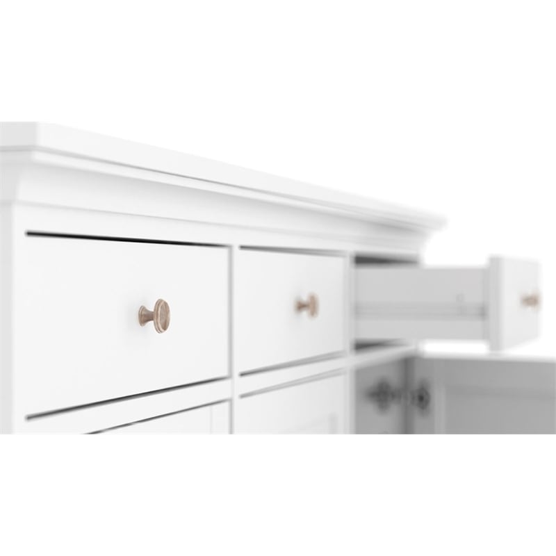 Pemberly Row Engineered Wood Sideboard with 3 Doors and 3 Drawers in White