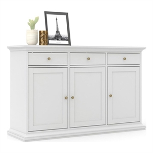 Pemberly Row Engineered Wood Sideboard with 3 Doors and 3 Drawers in White