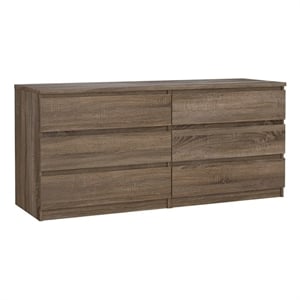 Pemberly Row Contemporary Wood Mahogany 6 Drawer Double Dresser
