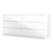 Pemberly Row Engineered Wood 6 Drawer Double Dresser in White High Gloss