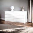 Pemberly Row Engineered Wood 6 Drawer Double Dresser in White High Gloss
