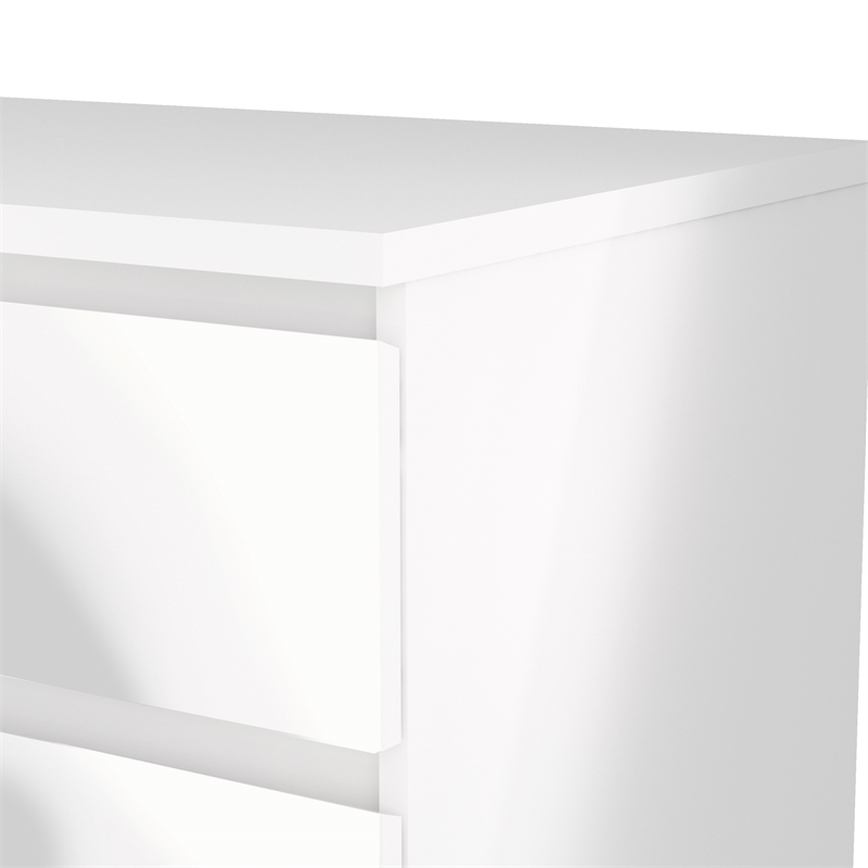 Pemberly Row Engineered Wood 6 Drawer Double Dresser in White High Gloss
