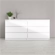 Pemberly Row Engineered Wood 6 Drawer Double Dresser in White High Gloss