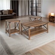 Pemberly Row 3-Piece Rustic Wood and Metal Coffee Table Set in Rustic Oak