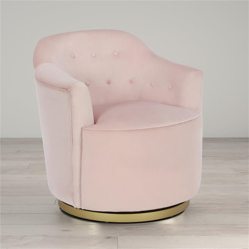 Pemberly Row Swivel Lounge Accent Chair in Light Pink - PR-4753-1988473