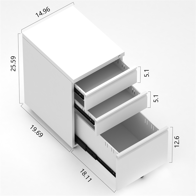 Pemberly Row 3 Drawer Locking Metal Mobile File Cabinet In White Pr 4753 1981833 2