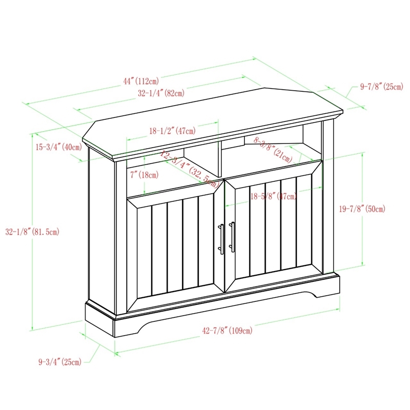Pemberly Row Farmhouse Wood Corner TV Stand for TVs up to 48