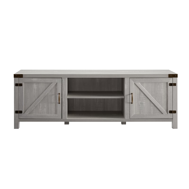 Pemberly Row Modern Wood Barn Door TV Stand for TVs up to 70