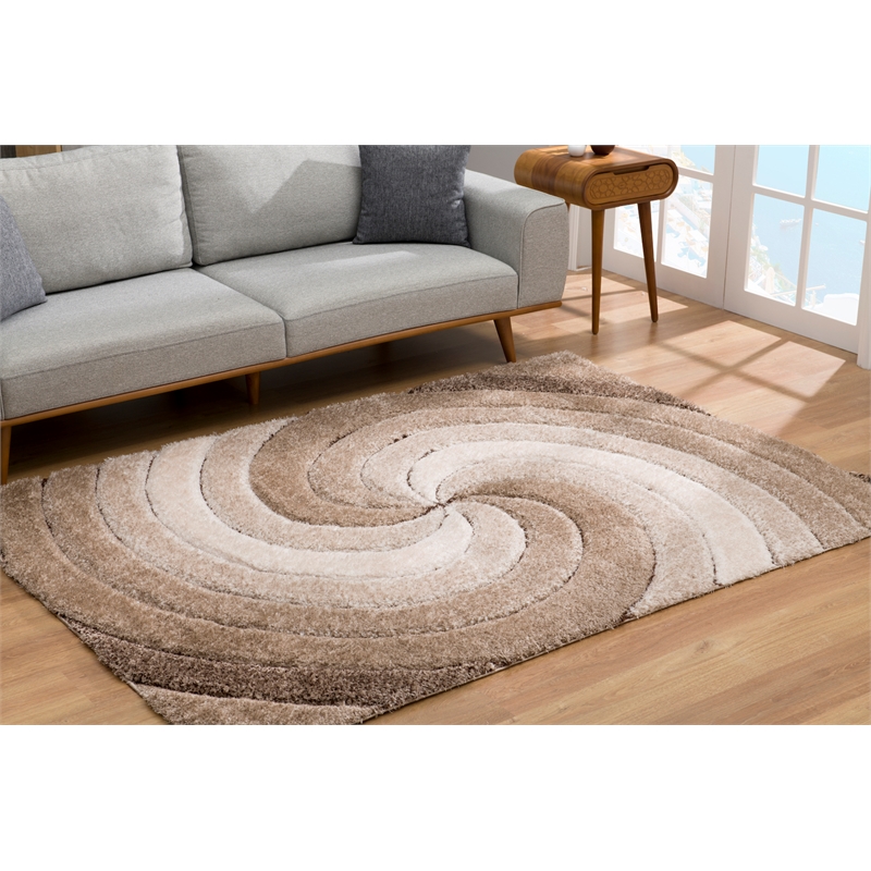 Pemberly Row 5x7 Geometric Shag Soft 3D Textured High Pile Area Rug in