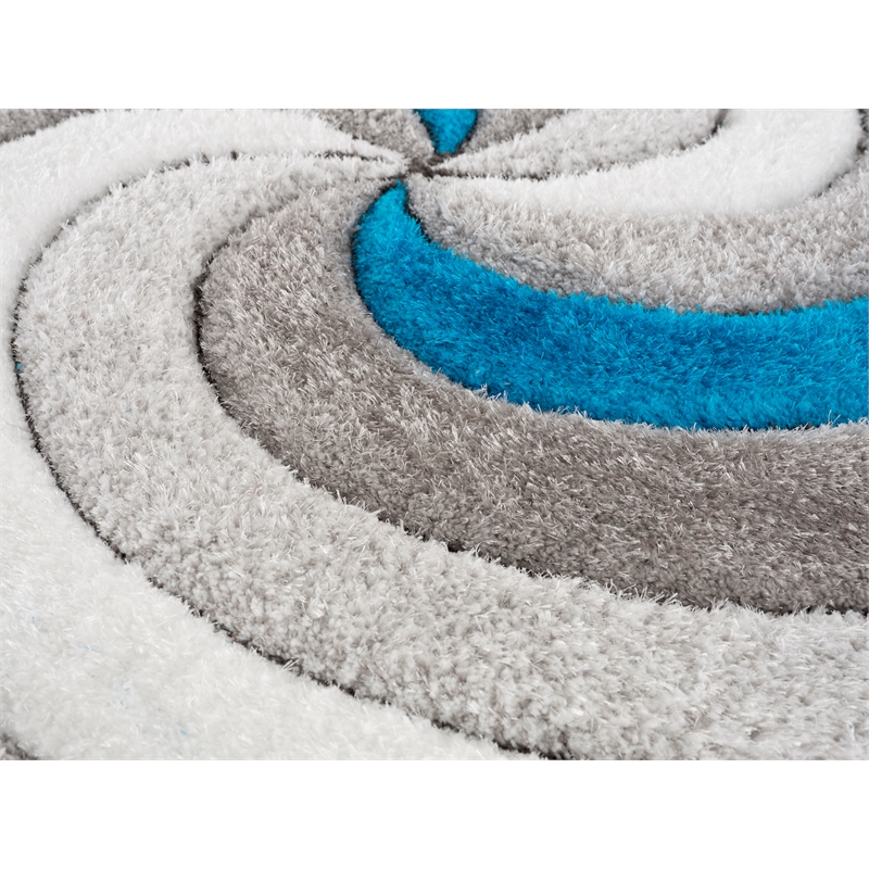 Pemberly Row 8x10 Geometric Shag 3D Textured High Pile Area Rug in Gray