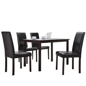 Pemberly Row 5 Piece Faux Leather Dining Set in Dark Brown