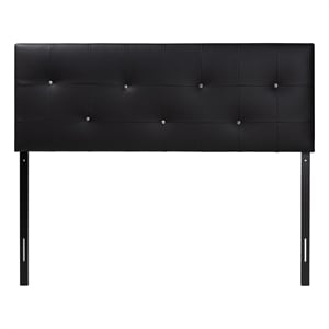 Pemberly Row Modern Faux Leather Tufted Full Panel Headboard in Black