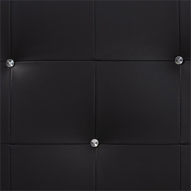 Pemberly Row Modern Faux Leather Tufted Full Panel Headboard in Black