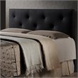 Pemberly Row Modern Faux Leather Tufted Queen Panel Headboard in Black