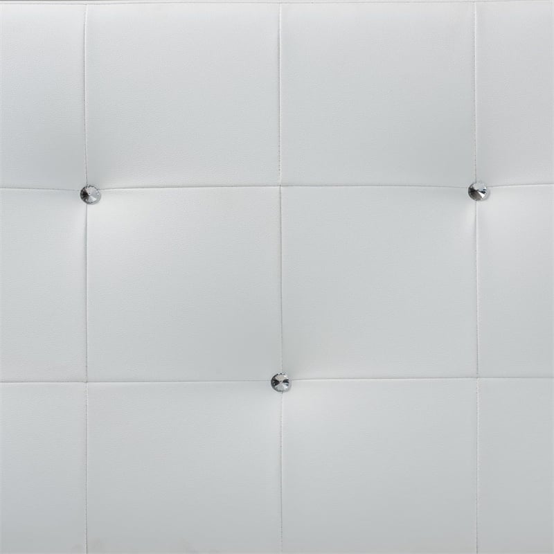 Pemberly Row Modern Faux Leather Tufted Full Panel Headboard in White