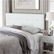 Pemberly Row Modern Faux Leather Tufted Full Panel Headboard in White
