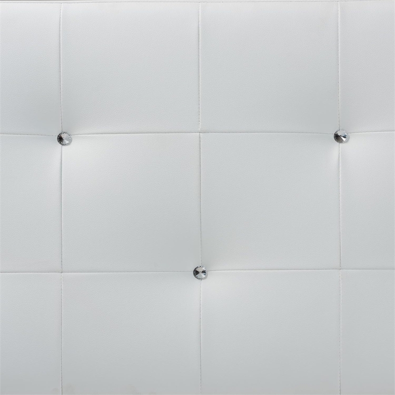 Pemberly Row Modern Faux Leather Tufted Queen Panel Headboard in White
