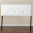 Pemberly Row Modern Faux Leather Tufted Queen Panel Headboard in White