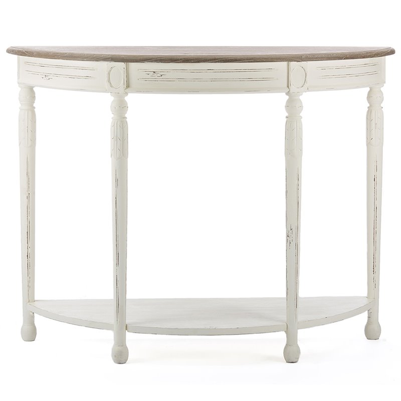 Pemberly Row Console Table in Antique White and Natural