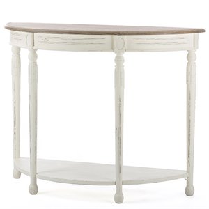 Pemberly Row Console Table in Antique White and Natural