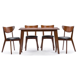 Pemberly Row 5 Piece Dining Set in Walnut and Black