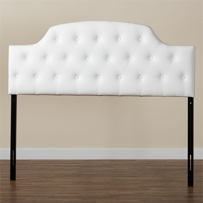 Pemberly Row Faux Leather Tufted Queen Panel Headboard