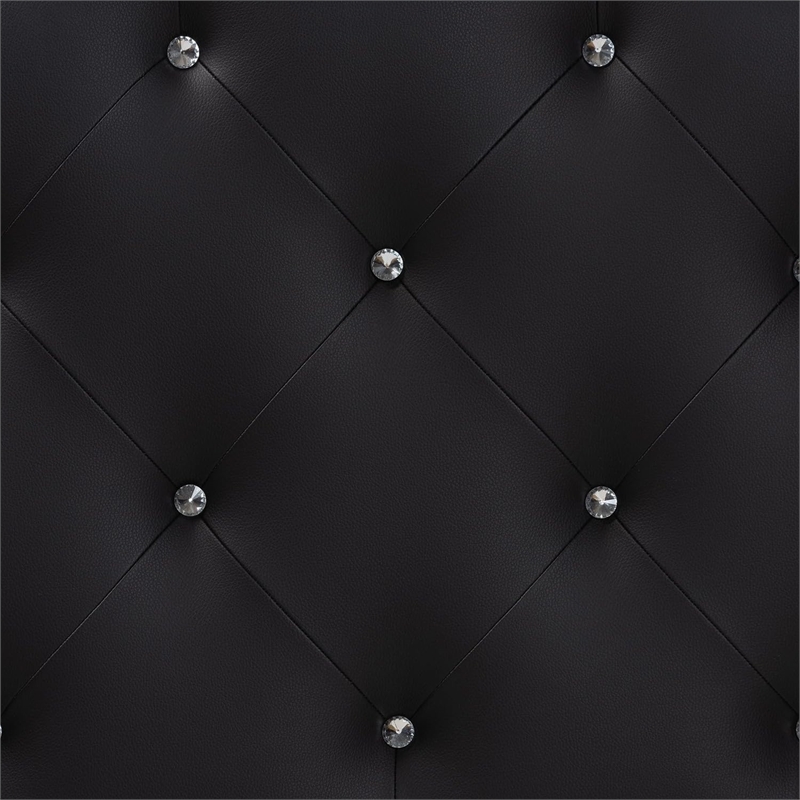 Pemberly Row Faux Leather Tufted Full Panel Headboard w/ Wood Frame in Black