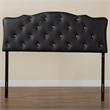 Pemberly Row Faux Leather Tufted Full Panel Headboard w/ Wood Frame in Black