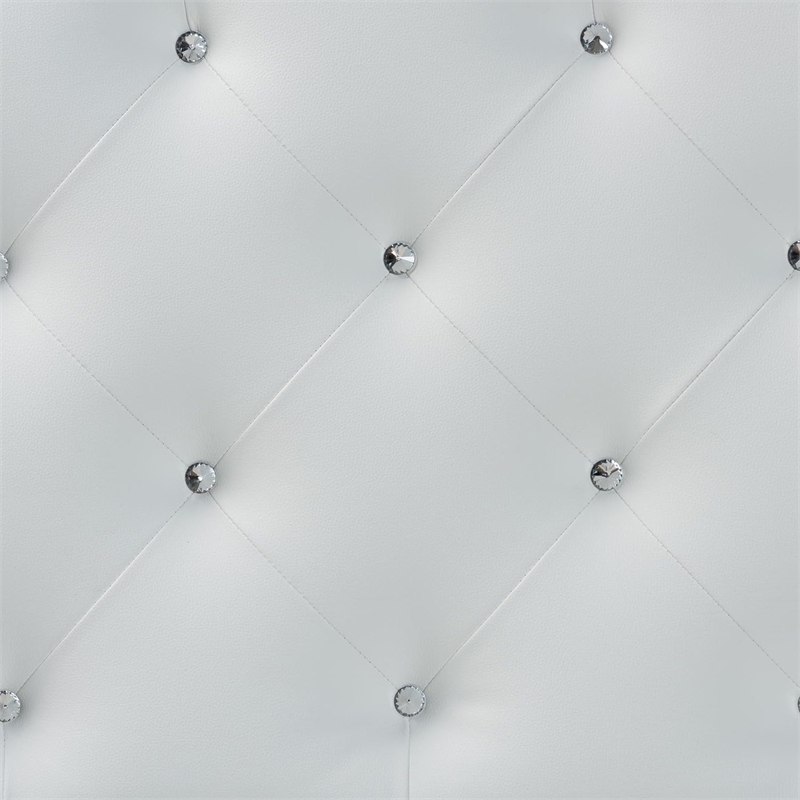 Pemberly Row Faux Leather Tufted Full Panel Headboard with Wood Frame in White