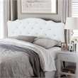 Pemberly Row Faux Leather Tufted Full Panel Headboard with Wood Frame in White