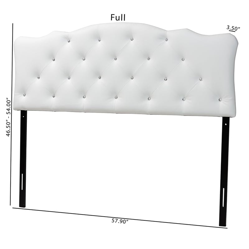Pemberly Row Faux Leather Tufted Full Panel Headboard with Wood Frame in White