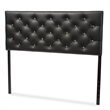 Pemberly Row Faux Leather Tufted Full Panel Headboard in Black