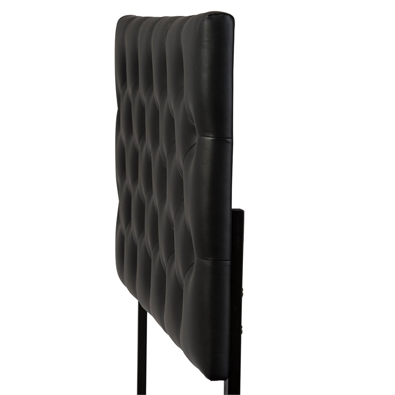 Pemberly Row Faux Leather Tufted Full Panel Headboard in Black