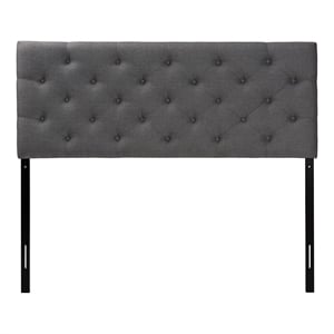 Pemberly Row Tufted Full Panel Headboard in Gray